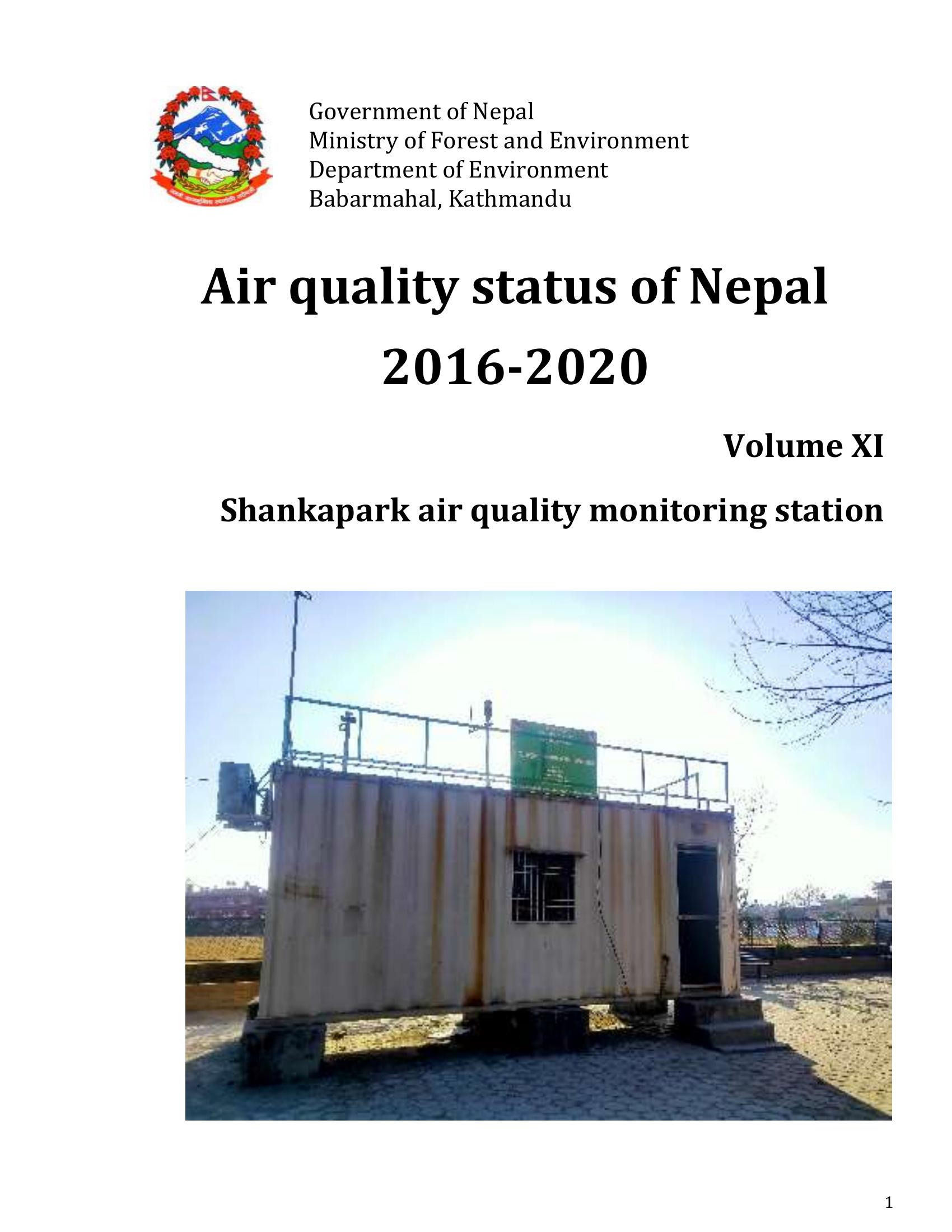 AIR QUALITY STATUS OF NEPAL 20162020 SHANKAPARK AIR QUALITY